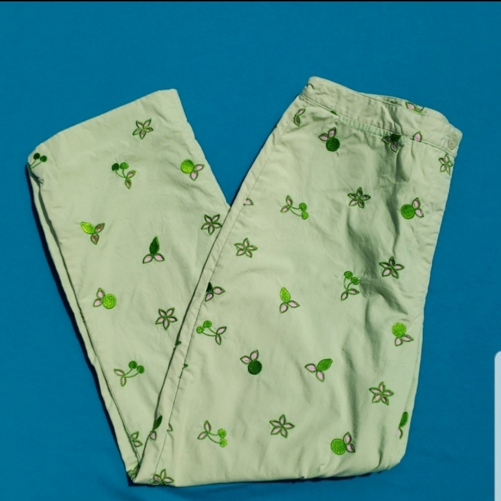 Lilly Pulitzer Crop Pants Embroidered Design